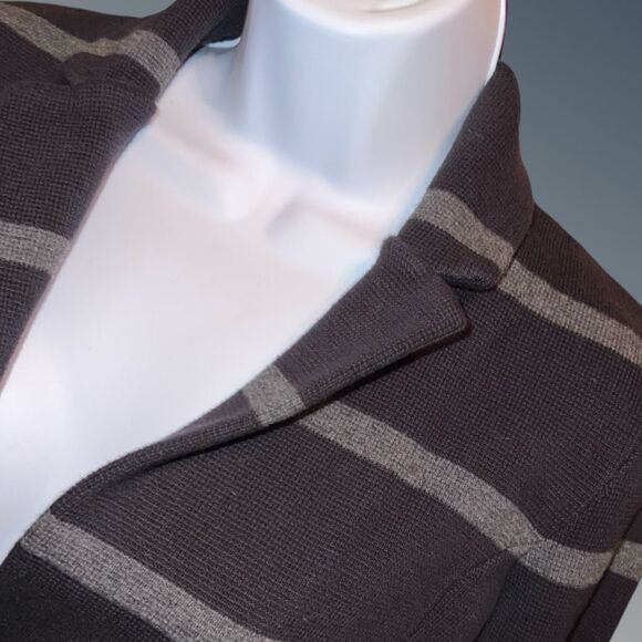 Loft Navy & Gray Strip Knit Waist Jacket Size Small - Picture 7 of 7